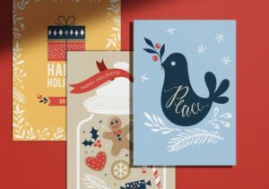 different holiday festivities flat holiday cards