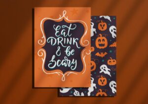 halloween themed flat holiday cards