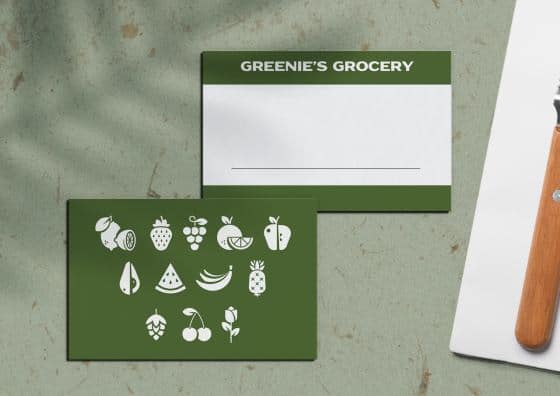 place cards green groceries