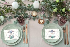place cards on plates